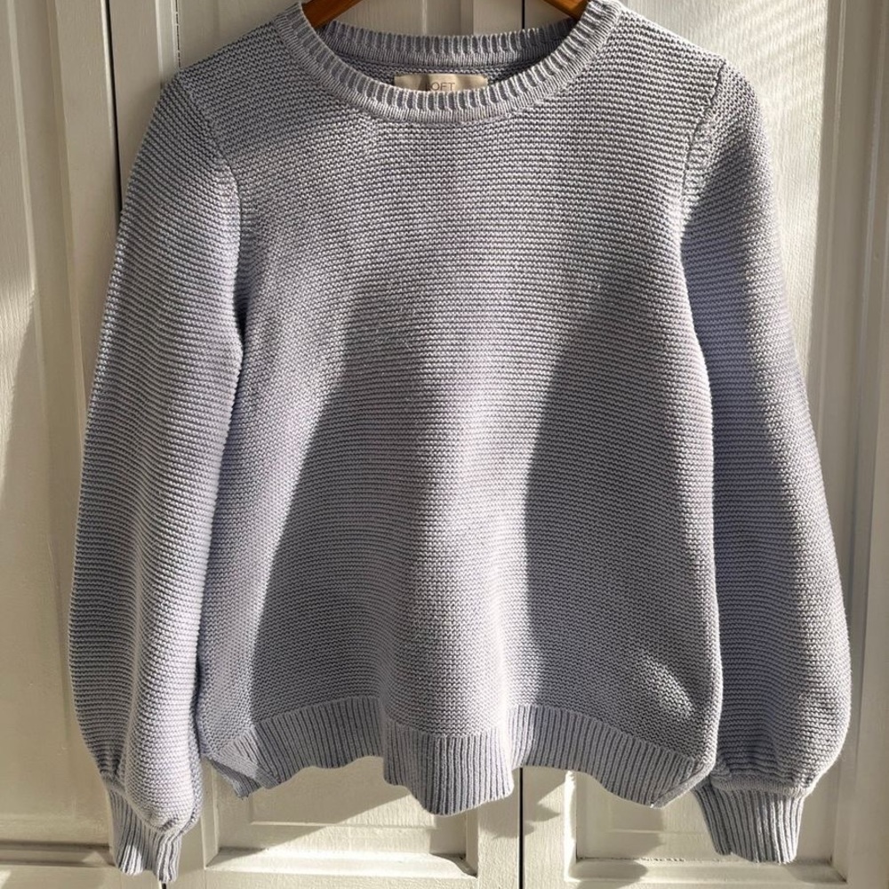 Light Purple Balloon Sleeve Sweater
